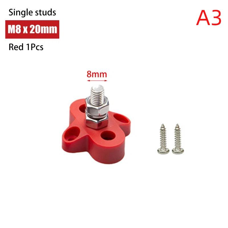 Single/Dual Terminal Block Stud 12-48V Bus Bar Power Terminal Block Positive Negative Fixed Wiring Bolts For Truck Rv Boat