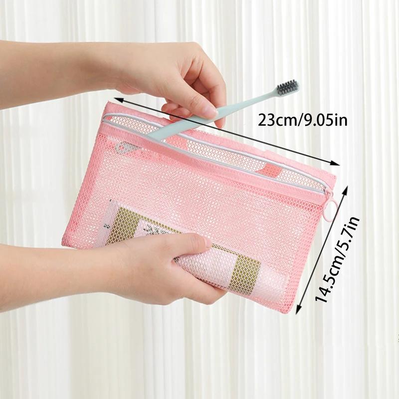 Rosa Netz Multi-Taschen Mini Kosmetiktasche Schwimmtasche Tragbare Reise-Aufbewahrungstasche Tragbare Bade-Tasche Strandtasche ein Pack