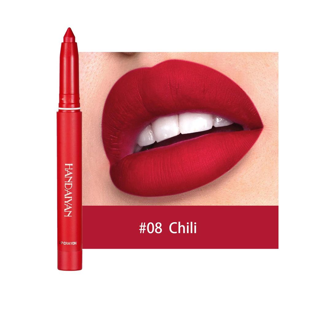 HANDAIYAN 12 Colors Matte Waterproof Velvet Nude Lipstick Pencil Sexy Red Brown Pigments Makeup Long Lasting Profissional