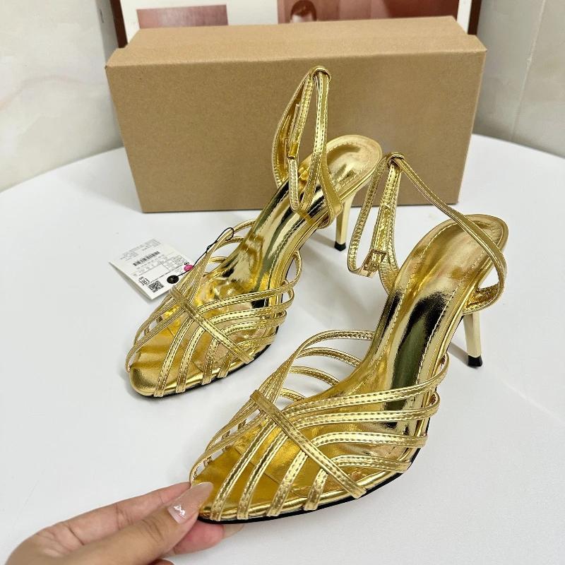Fashion Women's Gold Roman Gladiator Sandals High Heels Stiletto Open Toe  Ankle Strap Sexy Luxury Wedding Party Evening Dress Shoes Buy cheaply on  Joom