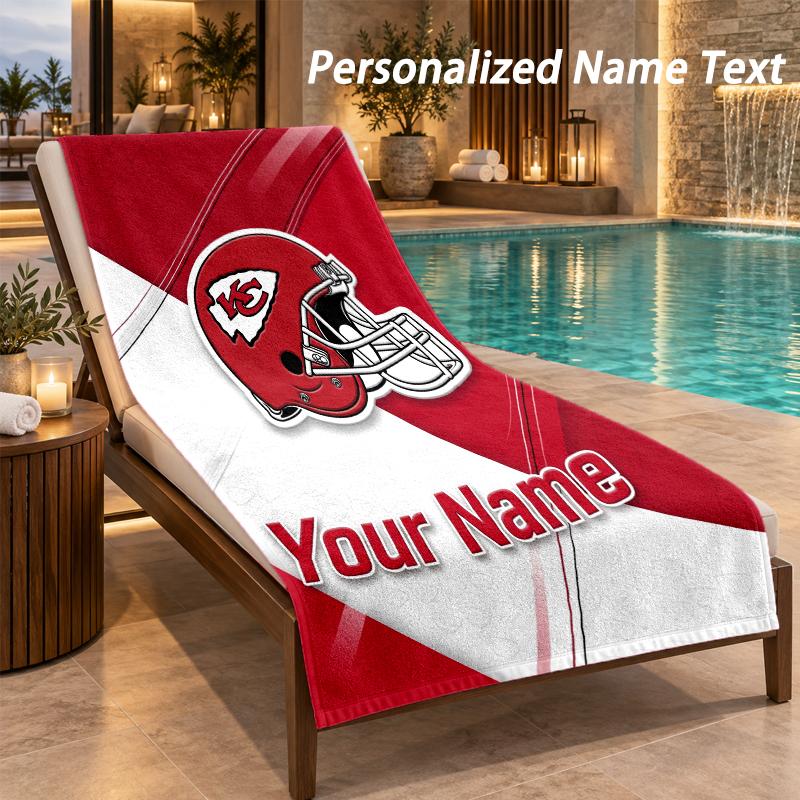 Custom Text Kansas City Chiefs Print Beach Towel Large Towel For Home Bathroom Beach
