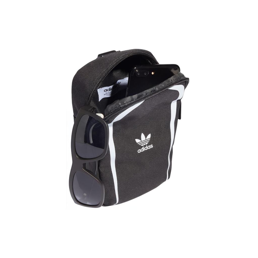 adidas Originals Logo Zip Recycled Fabric Storage Bag Small Unisex Bags Black IT3263