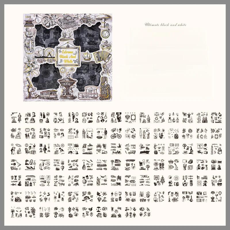 

100 шт./упак. ПЭТ винтажные наклейки для детских журналов материалы креативные наклейки для блокнота с молочными продуктами своими руками