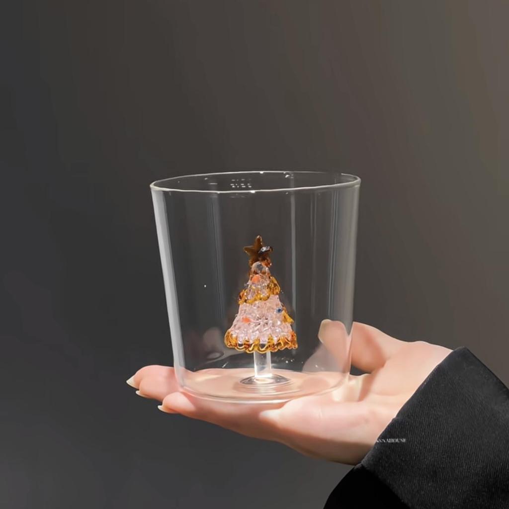 Tazza da Latte in Vetro Creativa 3D Albero di Natale Resistente al Calore