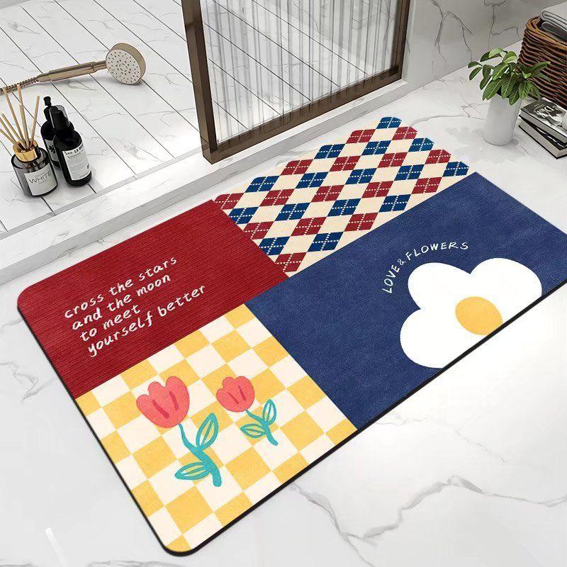 Diatom mud cushion toilet absorbent pad toilet door non-slip foot pad quick drying toilet bathroom floor mat oval