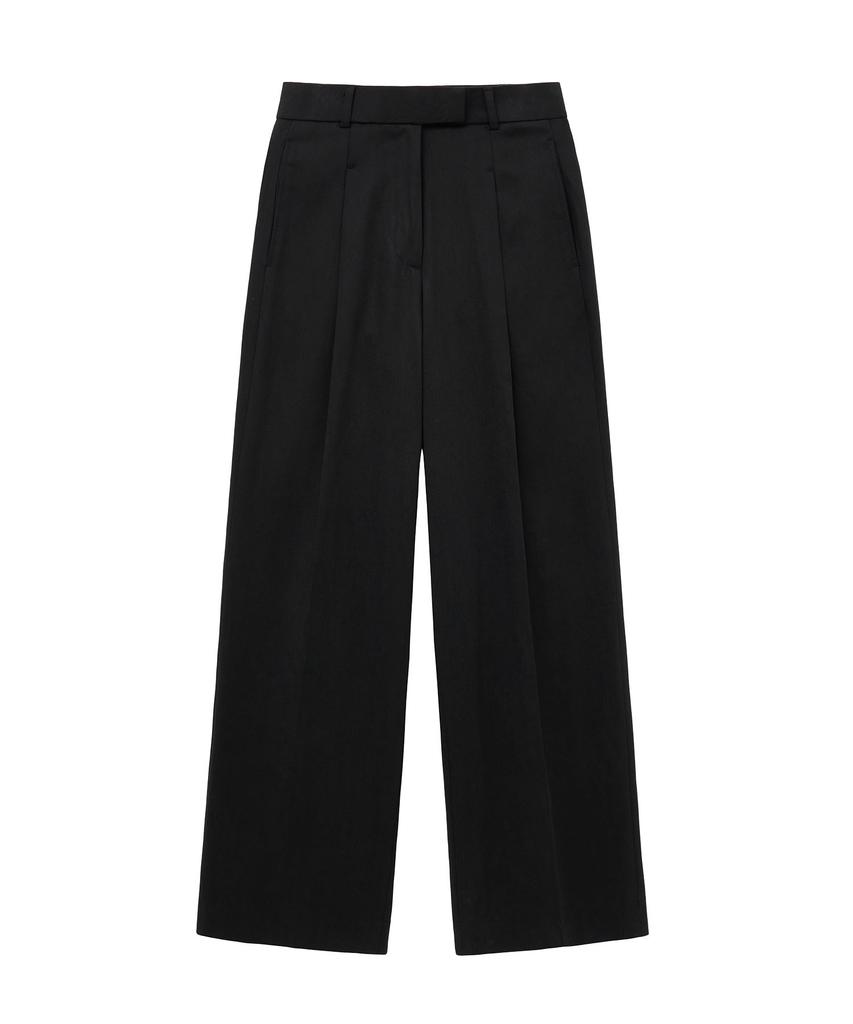 Siyajyu Sipt7169 Semi-Bootcut Soft Cotton Pants_Black