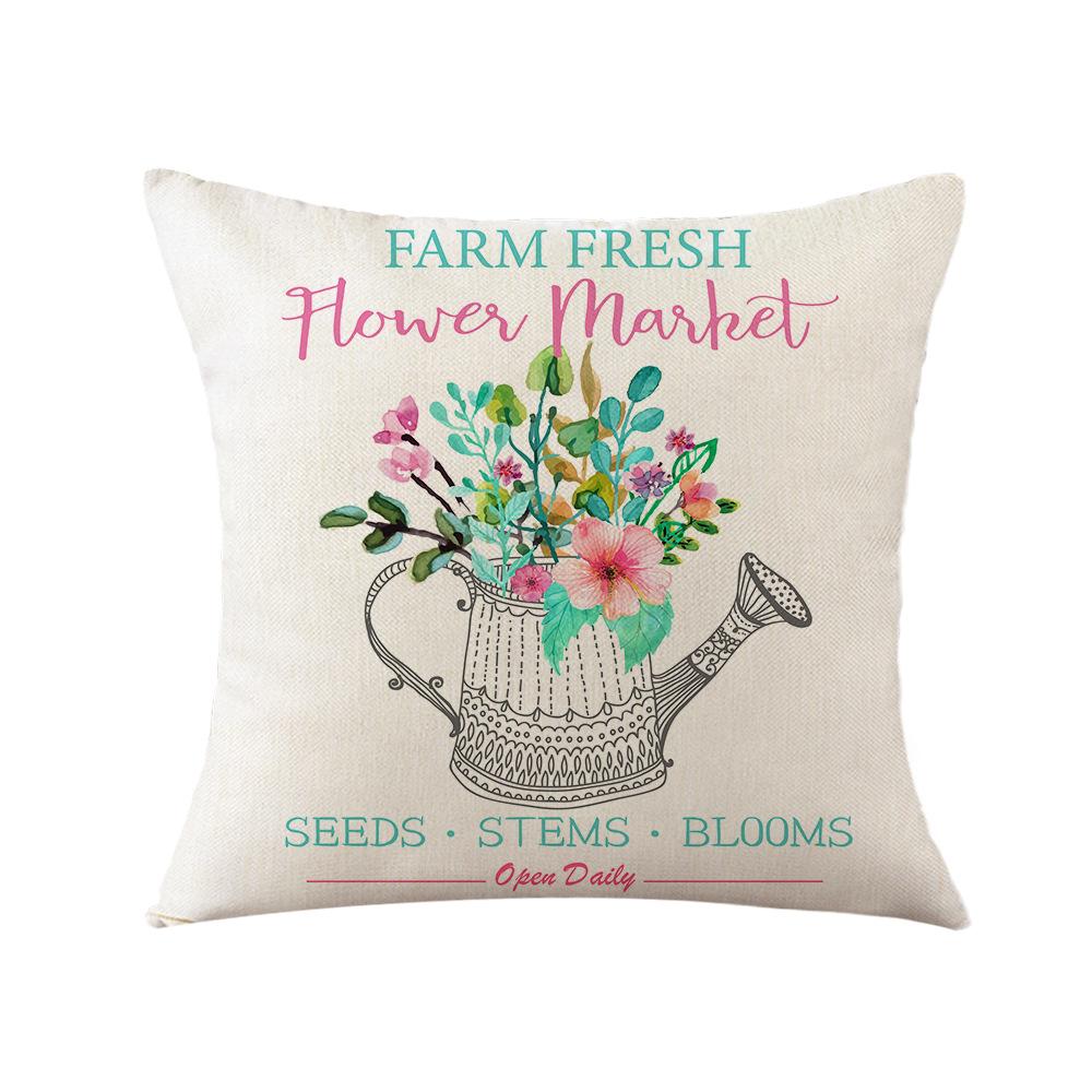 Thick Linen Printed Fabric Pillowcase Large Cushion Sofa Office Bedside Pillowcase Lumbar Pillow Car Backrest
