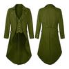 Herren Gothic Frack Revers Langarm Einreihig Fake Zweiteiler Anzugmantel mit Taschen Mid-Century Anzugjacke