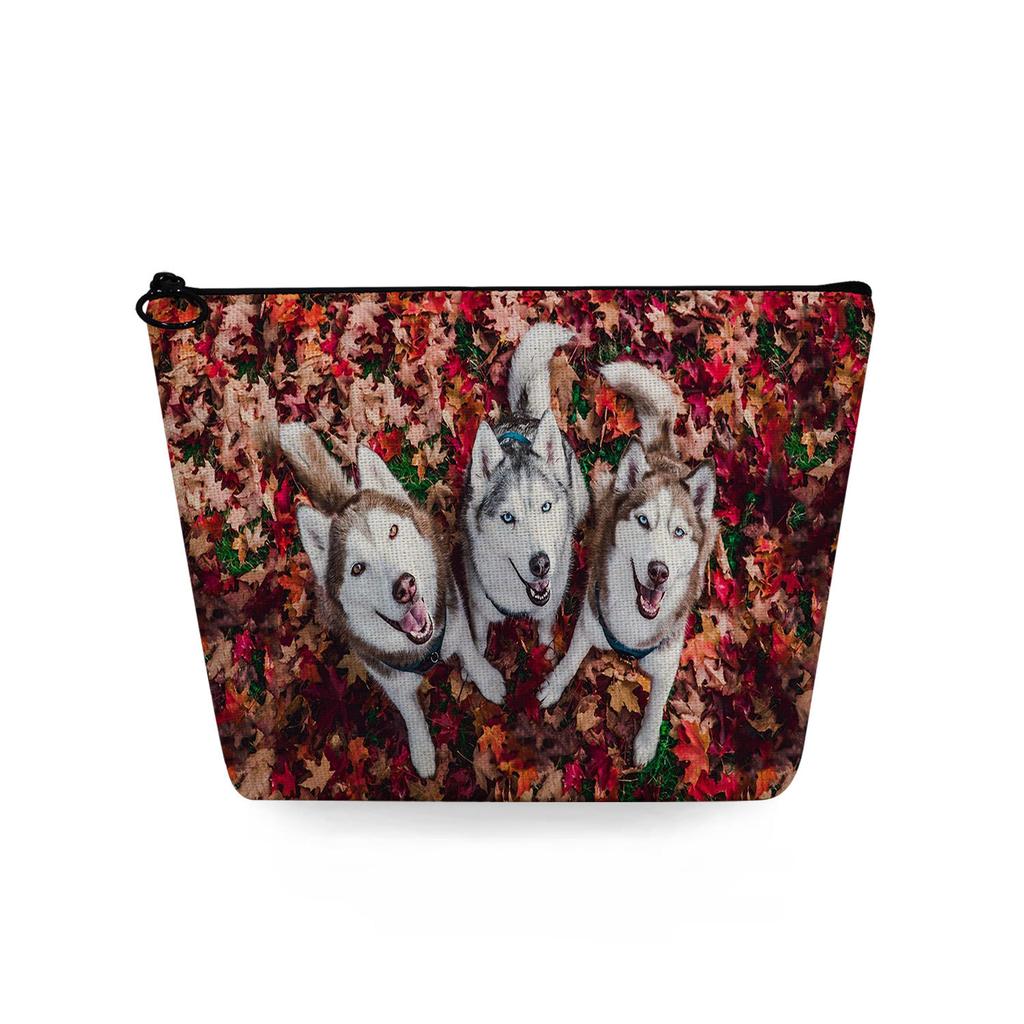 Women Dog Print Cosmetic Bag Toiletries Organize Travel Storage Case 6783