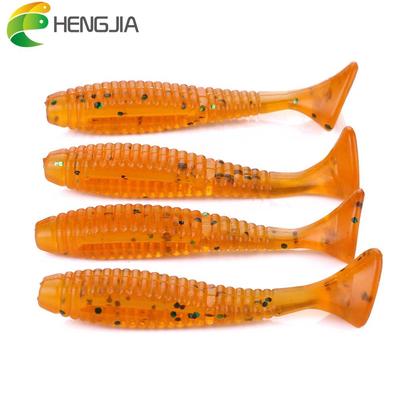 HENGJIA 5pc Mini T-tailed Soft Fishing Lures PVC Made Earthworm Bait Pack Fishing Tackle