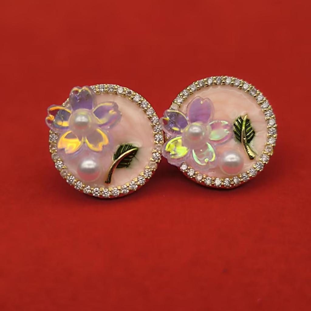 Women's Retro Pearl Flower Earrings - French Oil Painting Style, Versatile and Elegant for Daily Wear