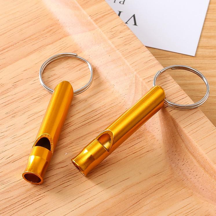 High-Frequency Dual/Single-Hole Aluminum Whistle with Lanyard for Outdoor Survival