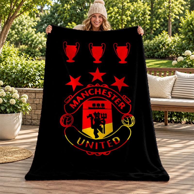 FC Manchester Blanket Flannel Blanket Soft Cozy Plush Throw for Sofa Bed Lightweight Home Decoration Gifts for Christmas Various Holidays