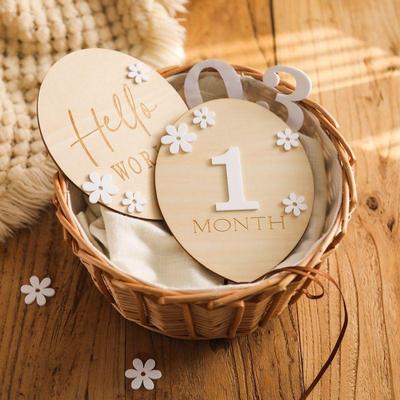 Baby Wooden Balloon Milestone Cards Safe Odorless 1Set Newborn Photo Props for Professional Studio Photography Use