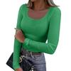 Women's  And Winter Slim Bottom T-shirt Fashion Casual Solid Color O Neck Pullover Long Sleeve Top