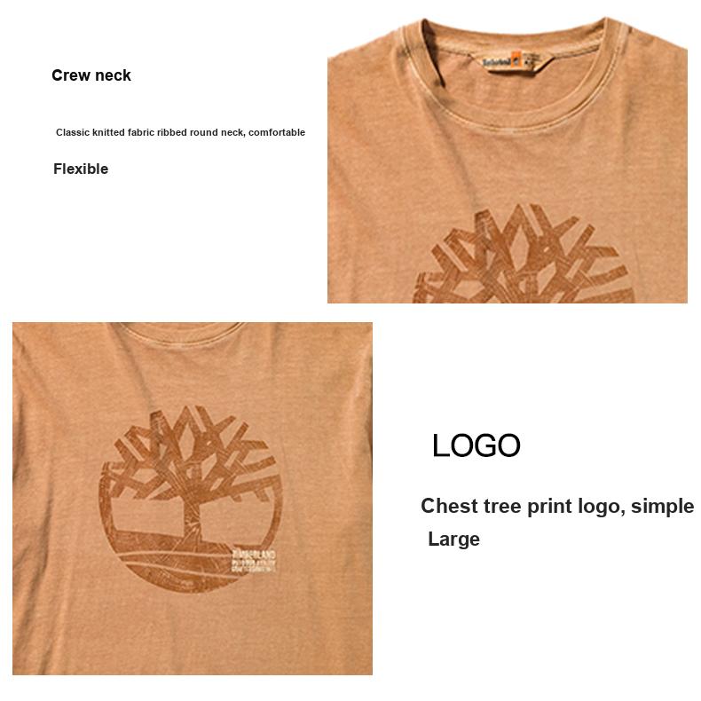 Timberland Casual Breathable Short Sleeve T-Shirt Men Tops Wheat A42RF-P47