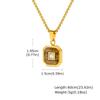 Stylish Square Pendant Necklaces for Men,Small Geometric Natural Stone Stainless Steel Pendant,Center Zircon Collars Gift