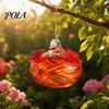 Blown Glass Hummingbird Feeder, Outdoor Hanging Colorful Nectar Feeder with Two Flower Feeding Ports for Garden Backyard Decor Sale Goods