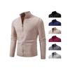 Mens Stand Collar Zip Up Knit Cardigan Slim Fit Casual Sweater Fall Winter