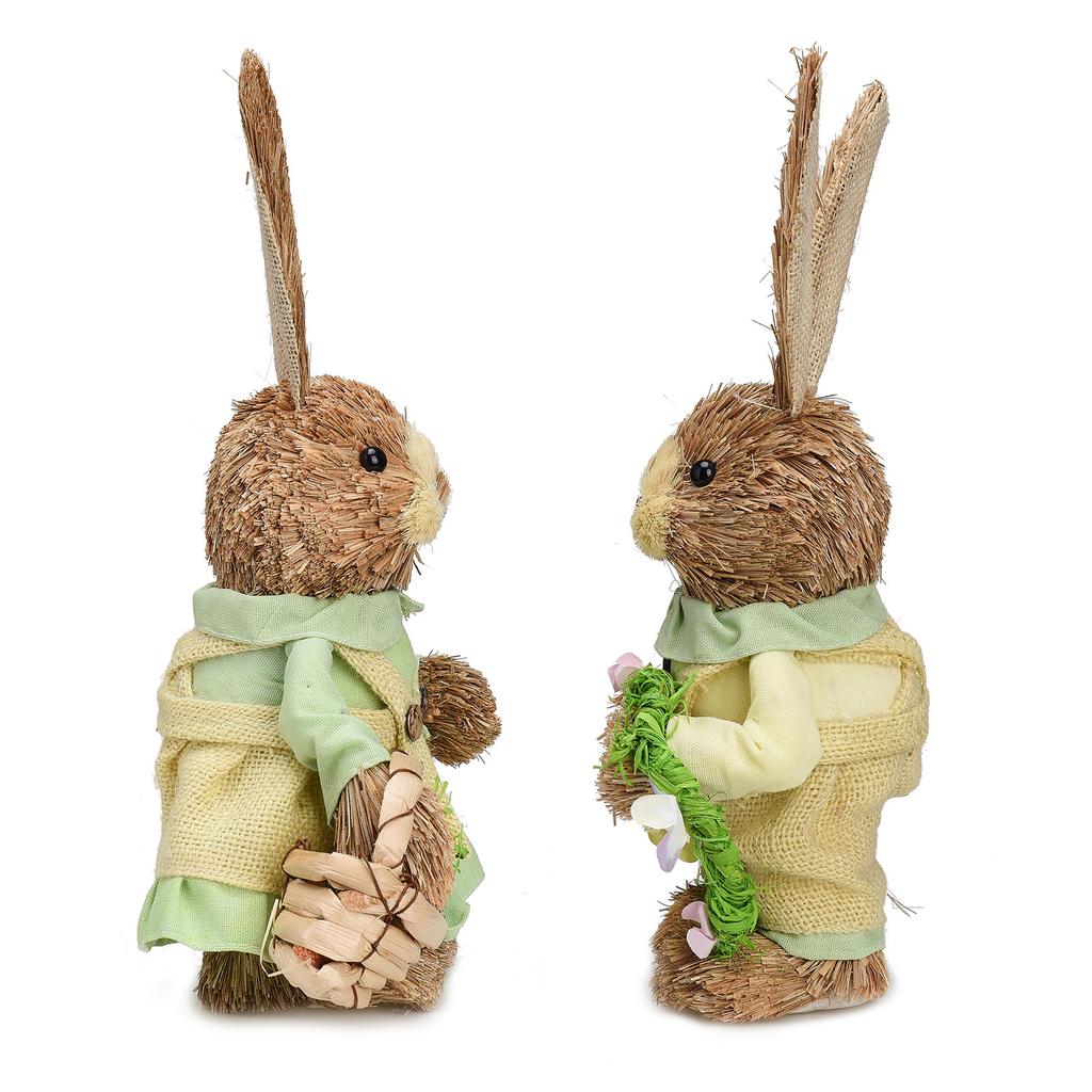 2 buc Ornament Iepuraș de Paște Rustic Figurine Iepuraș Cuplu Decor de Primăvară pentru Decorarea Casei Petrecere 35cm 13.8in