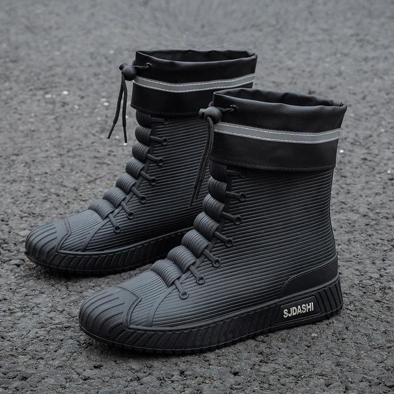 Fashion Versatile Casual Short-barreled Waterproof Shoes Men Women Lined with Fleece Warmth Anti-slip Wear-resistant Outdoors Rain Boots
