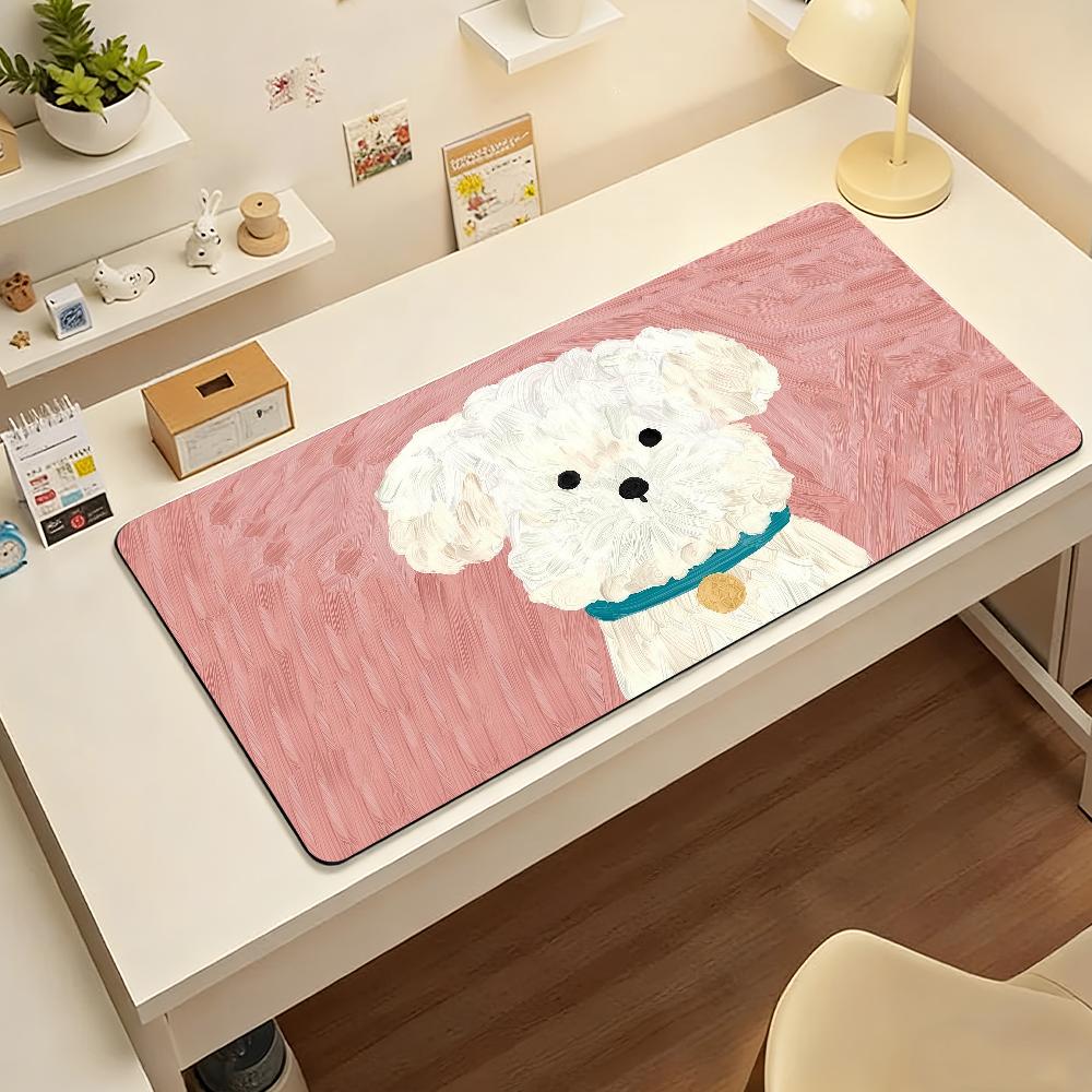 Cute Sherry Small Puppy Dog MousePad Nonslip Locking Edge PC Laptop Accessories Rubber Office Keyboard Large Game XXL DeskMat