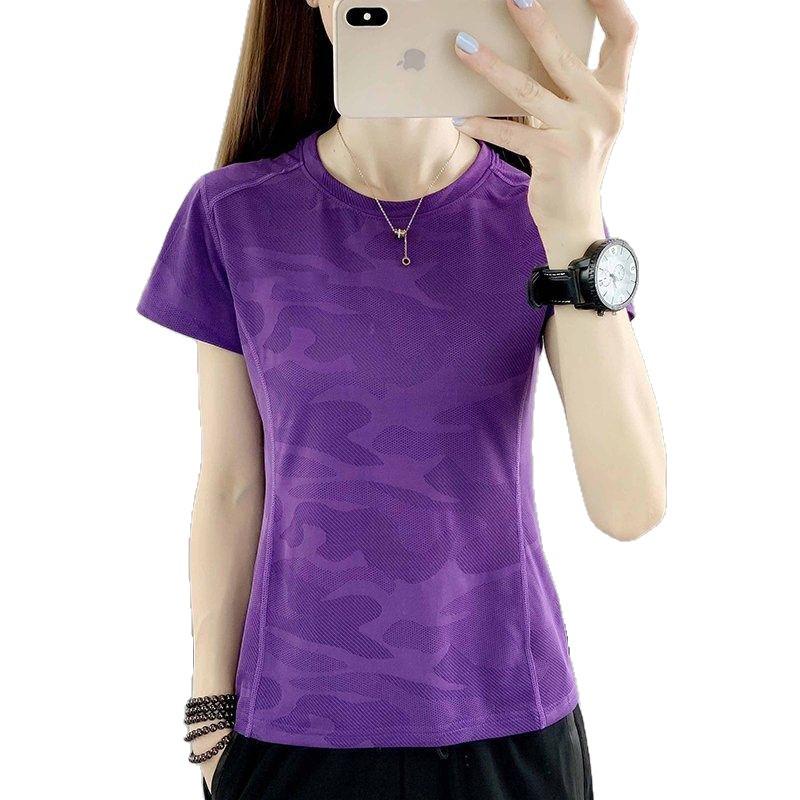 Women's Quick-Dry Short Sleeve Summer Fitness T-Shirt - Loose Fit for Outdoor Running and Sports