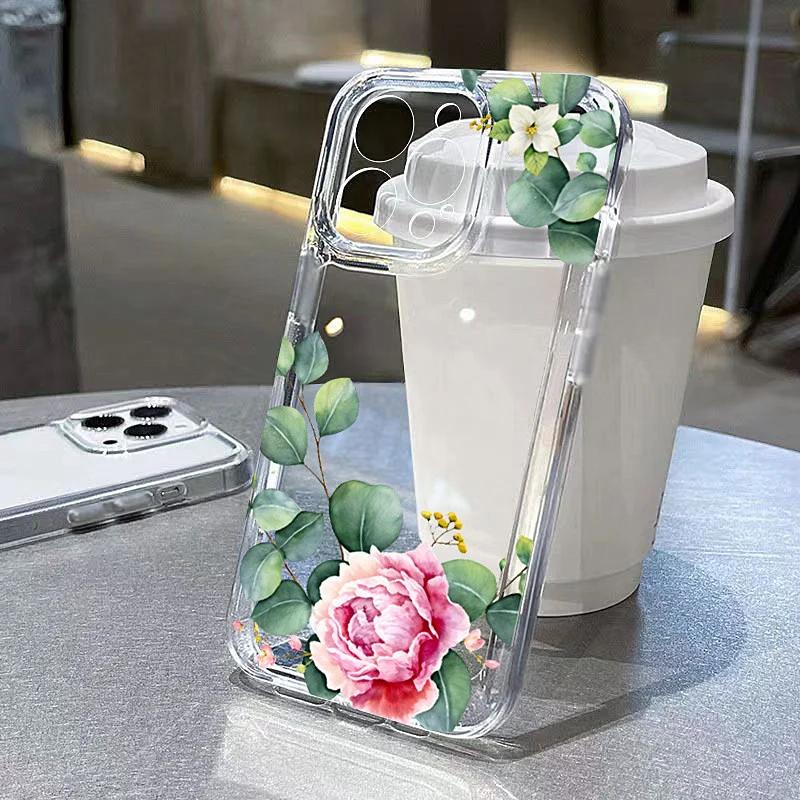 Phone Case for Xiaomi Redmi Note 15 14 12 11 13 Pro Plus 5G 12s 11s 10 Pro 4G Redmi 14c 13 4G 13c 12c Clear Flower Pattern Cover