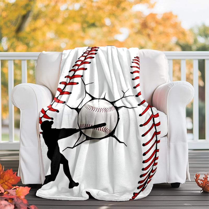 Baseball Theme Printed Blanket - Perfect for Couch, Bed, Travel & Outdoor Use | Machine Washable, Cozy & Durable.