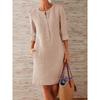 Cotton Linen Long Sleeve Dress With Spliced Design For Casual Office Wear