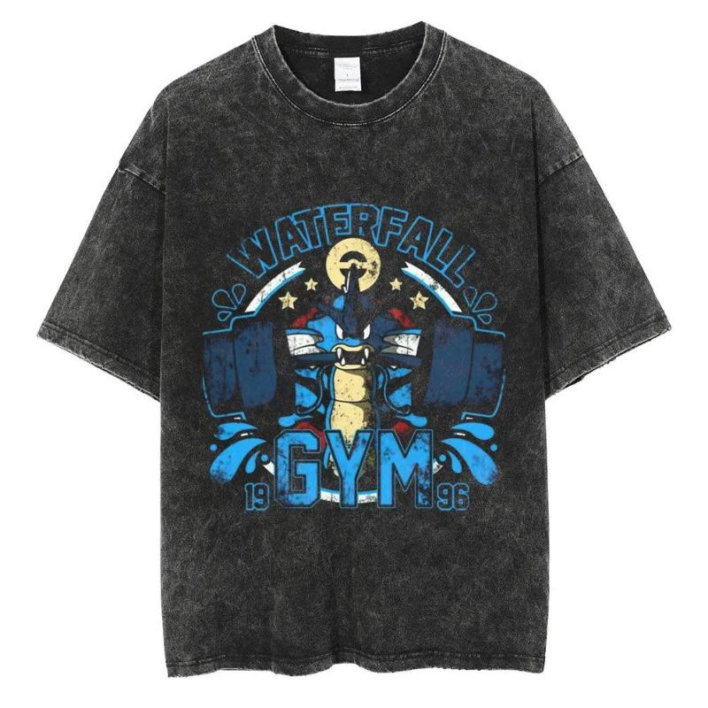 Zengyanqin02 Pok&eacute;mon Randproducten Oud Gewassen T-shirt Gym Oefening Fitness Heren en Dames Puur Katoen Korte Mouwen Casual Kleding 2XL