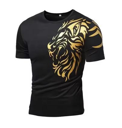 Men s Fashion Lion Printed T-Shirt, Quick Drying 3D Printed Sports T-Shirt, Loose and Breathable Street XXS