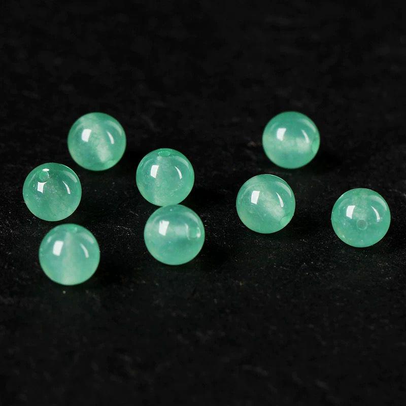 Dongling Jade Chalcedony Green Round Beads for DIY Jewelry Crafting