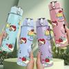 1PC Toy Bear Doll Collage Cartoon Print 750ml Color Plastic Sports Water Bottle Leakproof Flip Straw Lid Suitable for Sports Office Home Use