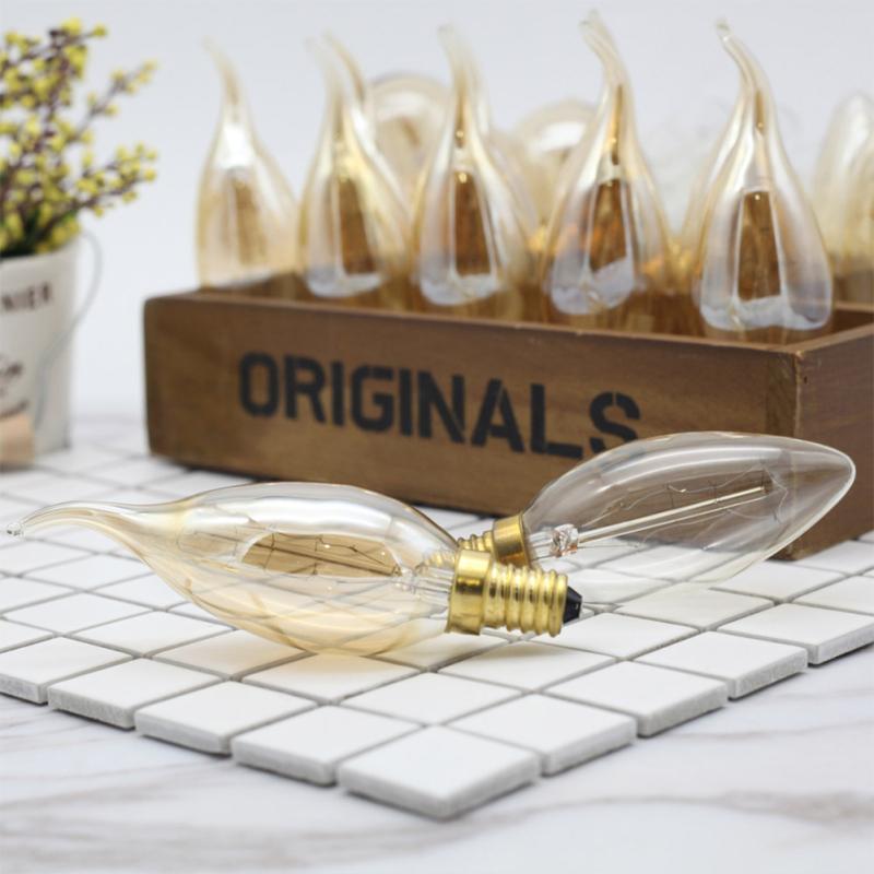 Lampa Edisona E14 Retro Sentiment Kryształowy Żyrandol Żarówka Kreatywne Ciepłe Żółte Oświetlenie Lampa