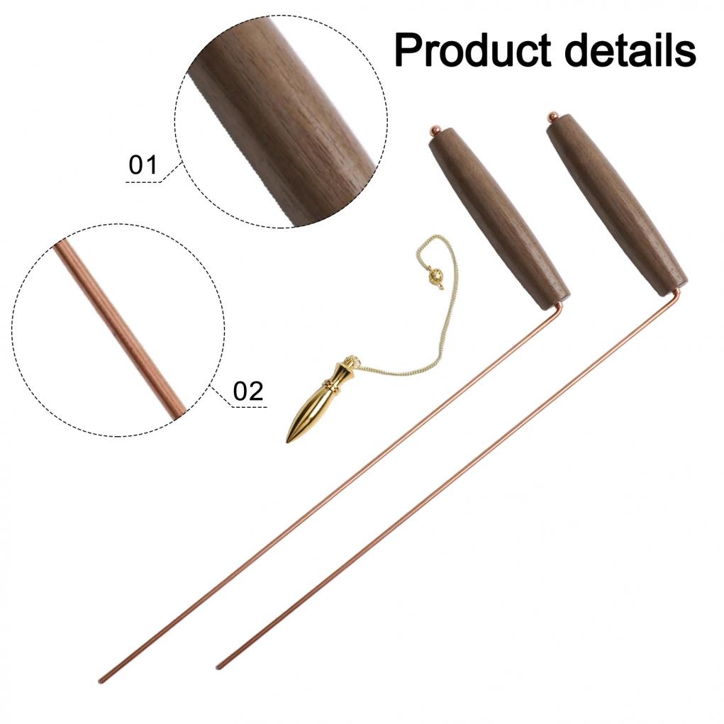 Complete Divination Set With Walnut Handle Dowsing Rods And Brass Tools