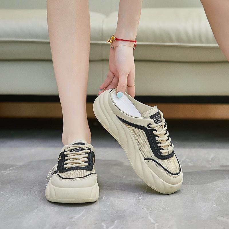 Soft-soled Fashionable Versatile Half-slippers Spring and Summer Breathable Bag Head Slippers Summer 2025 New Korean Version of Little White Shoes