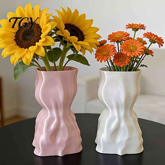 Moderne Woondecoratie 3D Geprinte Bloemenvaas, Minimalistische Vaas voor Woonkamer Bloemschikken Container Slaapkamer Decoratie, Creatieve Kunstbloemen/Gedroogde