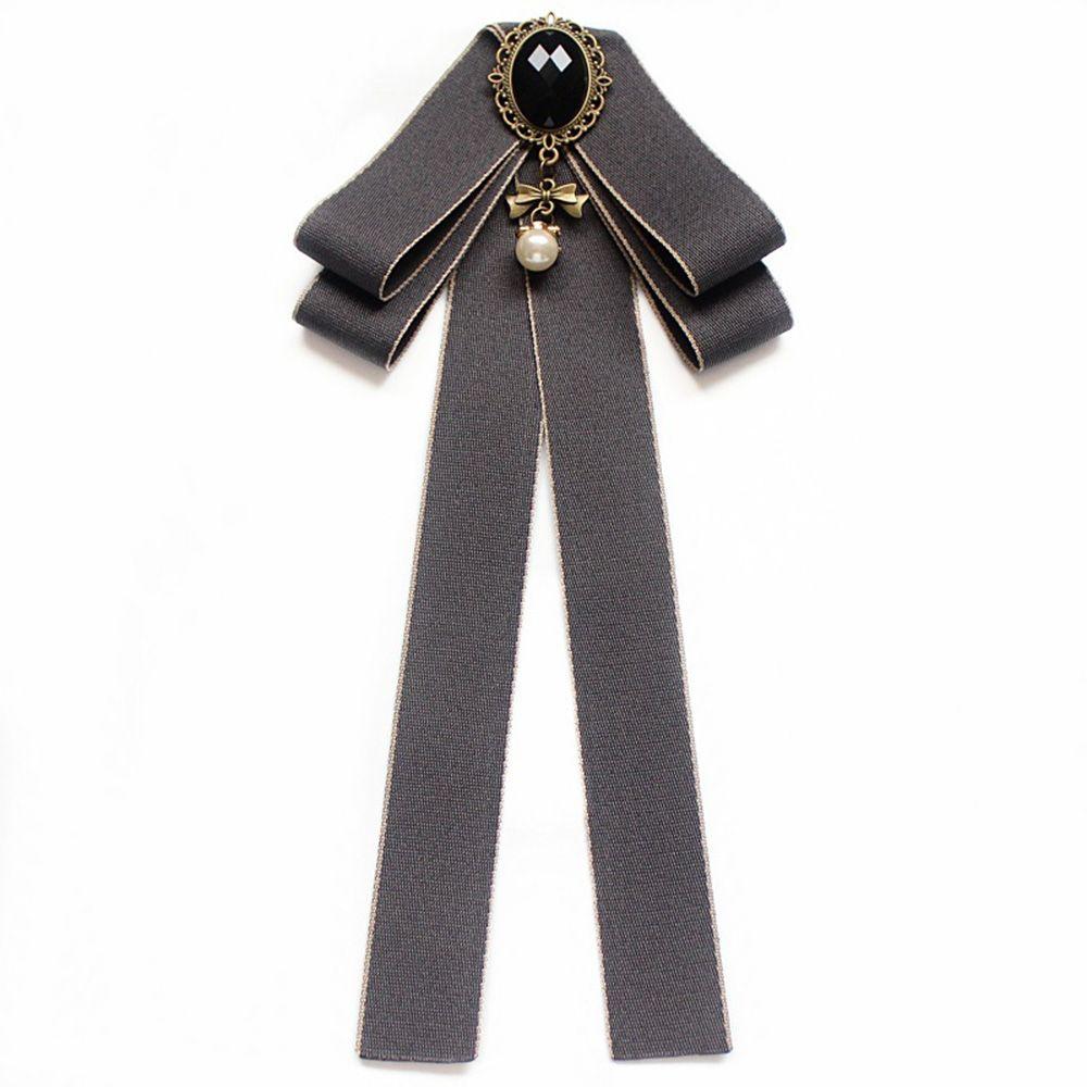 Girls Lady Tassel Jewelry Pearl Diamod Brooch Collar Pin Cravat Bow Tie