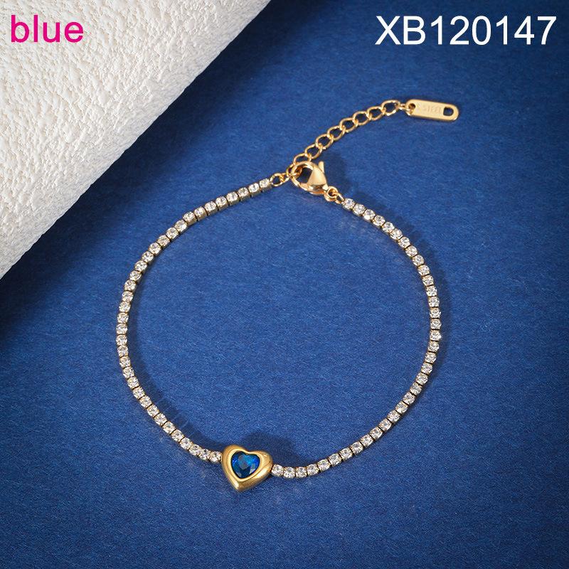 Fashion Love Heart Zircon Jewelry Set, Stainless Steel Necklace Bracelet Stud Earrings, Luxury Versatile Women's Jewelry Bulk