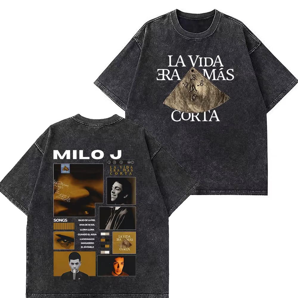 Rapper Milo J Album Tour Vintage Washed T Shirts Mens Women Clothing Harajuku Hip Hop Tshirts Short Slevee Oversized Tshirts