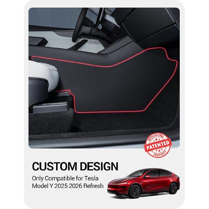 BASENOR 2025 2026 Tesla Model Y Center Console Side Anti-Kick Mats, Waterproof & Dust Resistant Protector Cover Front Seat For Model Y Juniper