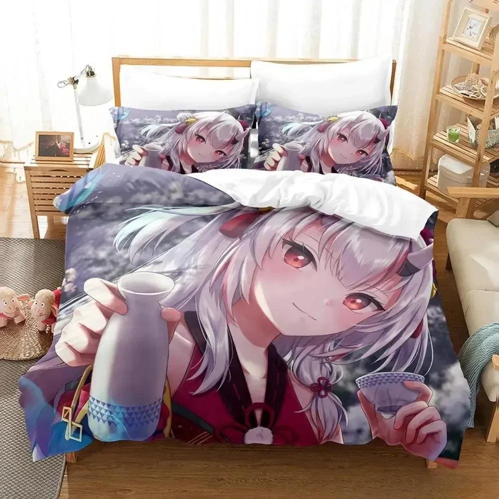 3D Anime Kawaii Nakiri Ayame Printed Bed Set Duvet Cover Pillowcase Bedding Set Bed Linen Sheet Quilt Cover Full Queen King Size