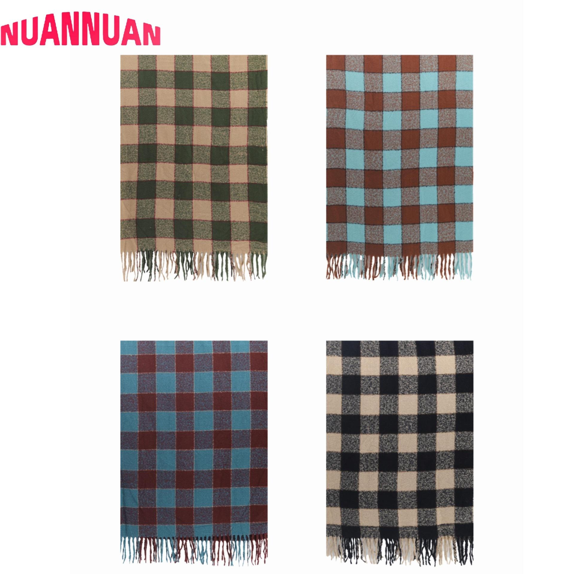 

Versatile scarf winter senior new plaid couple warm thickened student shawl scarf men and women 180cm*65cm 230g темно-зелений колір