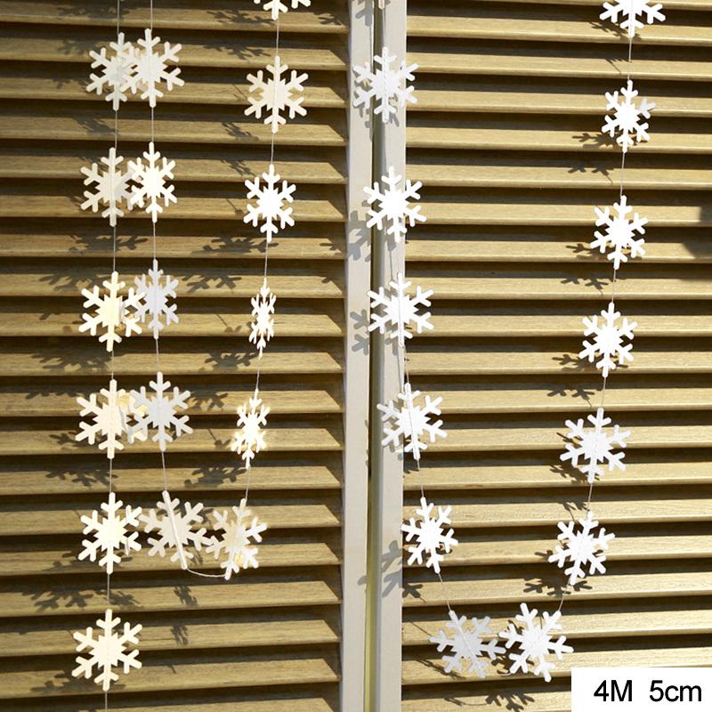 3D Künstliche Schneeflocken Papiergirlande Banner Weihnachtsdekorationen für Zuhause Winter Geburtstagsfeier Falscher Schnee Neujahrsornamente