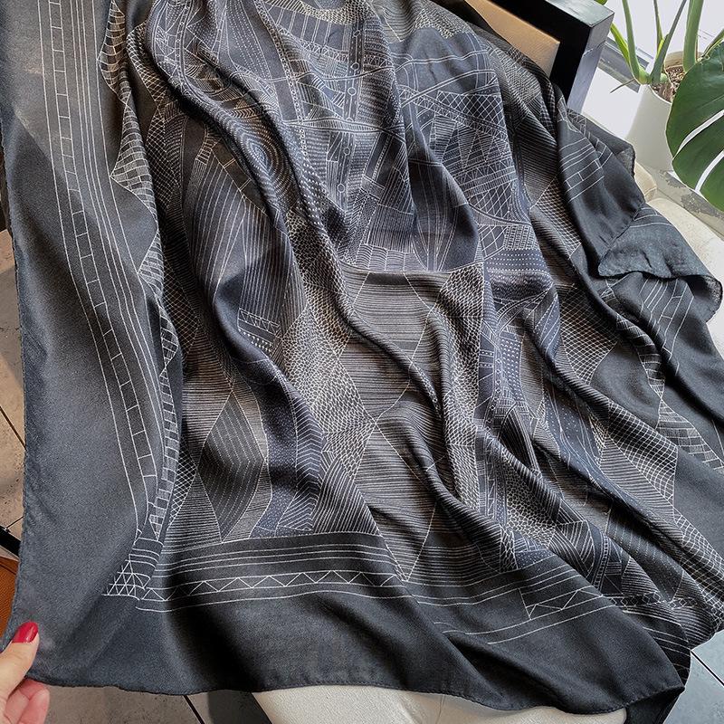 Versatile Cotton Linen Check Print Sun Protection Travel Shawl Scarf - Large 130 Square