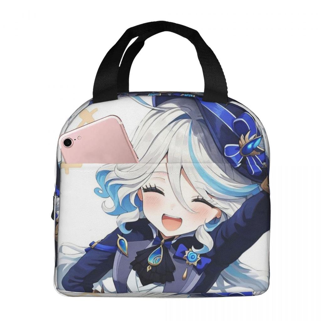 Furina Genshin Impact Insulated Lunch Bag for Women Kids Portable Food Boxes Thermal Lunch Box Tote