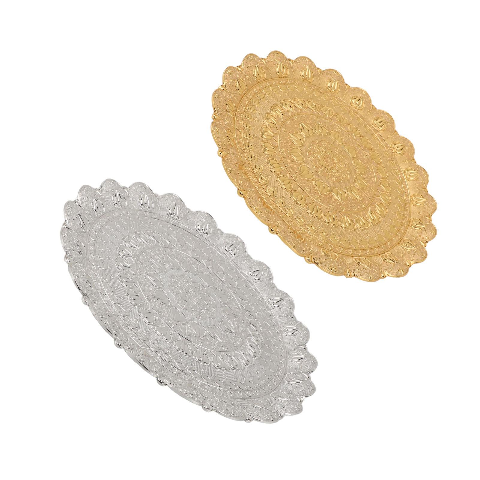 Турецкий чайный кофейный поднос в винтажном стиле с тисненым узором круглая кофейная — фото 4