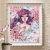 Diamantstickerei Blume und Mädchen Voll Quadrat Neuankömmling 3D DIY Diamantmalerei Aquarell Pfirsichblüte Landschaft Bild von Strass Wandkunst
