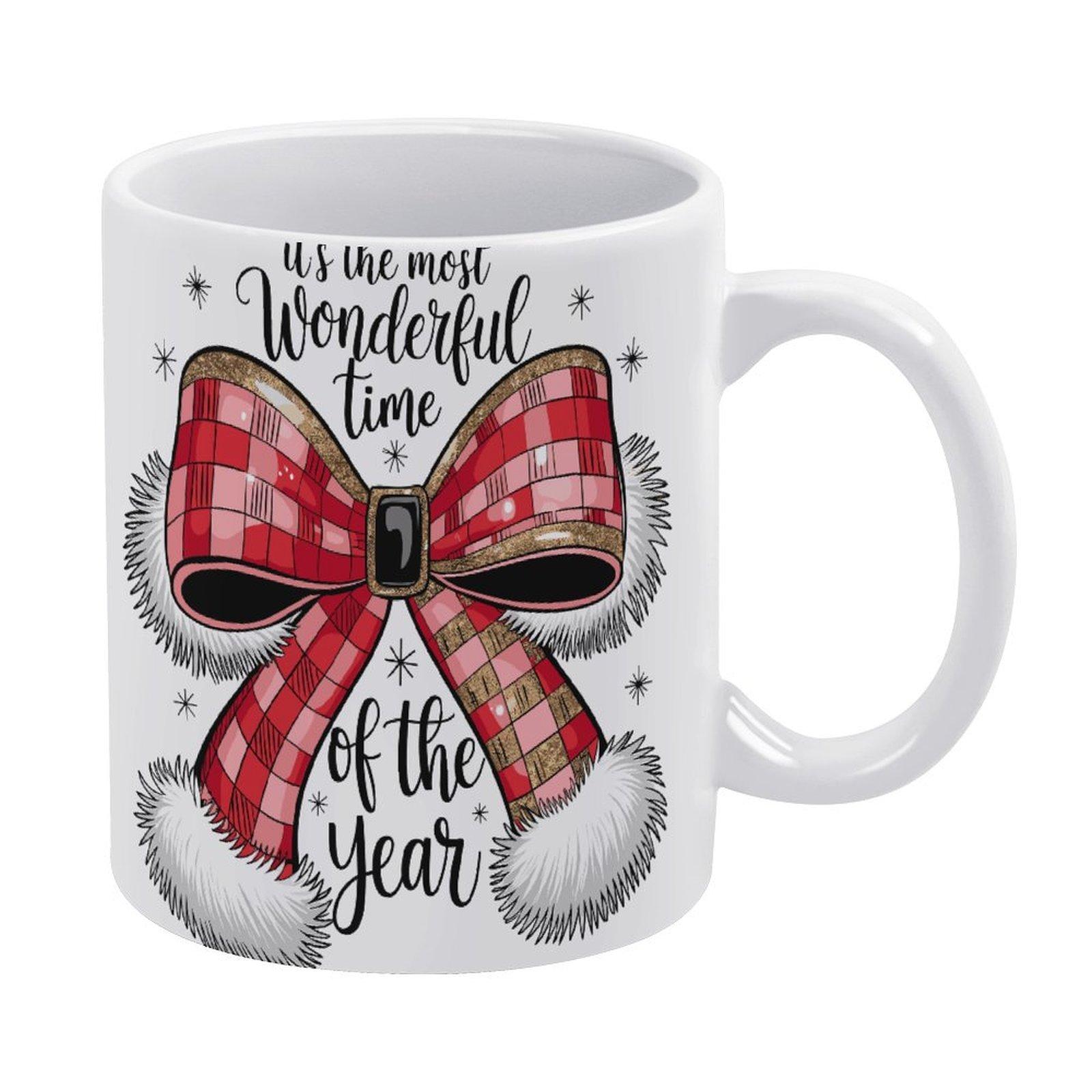 

11oz White Coffee Cup with Double-Sided Print, Glossy Body and Strong Ceramic Feel, Ideal for Daily Hot Beverages and Relax Time белый